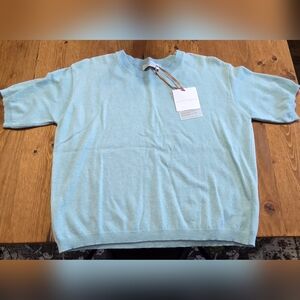 Bianco & Blu Italy Cashmere Silk Wool Blend Short Sleeve Sweater | NWT